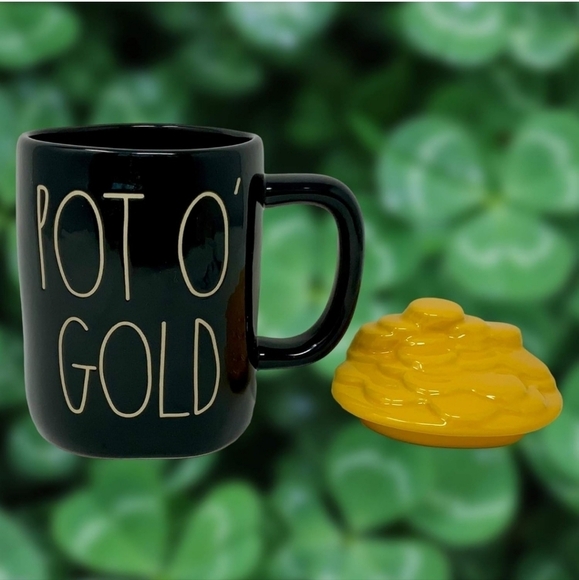 Rae Dunn Pot O Gold St Patrick's mug with gold coin topper New - Picture 2 of 4